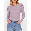 image:imageANRABESS Womens Puff Long Sleeve Shirts Comfy Stretchy Ribbed Knit Fitted Tops Trendy Fall Winter Tee for Work amp CasualPurple