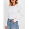 image:imageANRABESS Womens Puff Long Sleeve Shirts Comfy Stretchy Ribbed Knit Fitted Tops Trendy Fall Winter Tee for Work amp CasualWhite