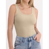 image:imageANRABESS Womens Tank Tops Built in Bra Summer Scoop Neck Sleeveless Basic Tee Ribbed Fitted Casual Shirts 2026 Trendy ClothesAlmond
