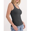 image:imageANRABESS Womens Tank Tops Built in Bra Summer Scoop Neck Sleeveless Basic Tee Ribbed Fitted Casual Shirts 2026 Trendy ClothesCharcoal