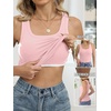 image:imageANRABESS Womens Tank Tops Built in Bra Summer Scoop Neck Sleeveless Basic Tee Ribbed Fitted Casual Shirts 2026 Trendy ClothesPink