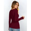 image:imageANRABESS Womens Tops Long Sleeve Shirt Built in Bra  Square NeckSoft Stretchy TextureRibbed Knit Slim Fit tees Casual Everyday Going Out Fall Winter Season LayerWine Red