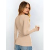 image:imageANRABESS Womens Tops Long Sleeve Shirt Built in Bra  Square NeckSoft Stretchy TextureRibbed Knit Slim Fit tees Casual Everyday Going Out Fall Winter Season LayerLight Beige