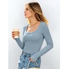 image:imageANRABESS Womens Tops Long Sleeve Shirt Built in Bra  Square NeckSoft Stretchy TextureRibbed Knit Slim Fit tees Casual Everyday Going Out Fall Winter Season LayerGrey Blue