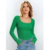 image:imageANRABESS Womens Tops Long Sleeve Shirt Built in Bra  Square NeckSoft Stretchy TextureRibbed Knit Slim Fit tees Casual Everyday Going Out Fall Winter Season LayerGreen