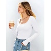 image:imageANRABESS Womens Tops Long Sleeve Shirt Built in Bra  Square NeckSoft Stretchy TextureRibbed Knit Slim Fit tees Casual Everyday Going Out Fall Winter Season LayerWhite