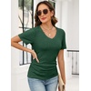 image:imageANRABESS Womens Tops Summer Short Sleeve V Neck Sweater  Slim Fit ShirtsSoft Lightweight Ribbed KnitDressy Casual OutfitsWork OfficeBeach Vacation ClothesEveryday WearDeep Green