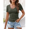 image:imageANRABESS Womens Tops Summer Short Sleeve V Neck Sweater  Slim Fit ShirtsSoft Lightweight Ribbed KnitDressy Casual OutfitsWork OfficeBeach Vacation ClothesEveryday WearDrak Green