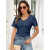 image:imageANRABESS Womens Tops Summer Short Sleeve V Neck Sweater  Slim Fit ShirtsSoft Lightweight Ribbed KnitDressy Casual OutfitsWork OfficeBeach Vacation ClothesEveryday WearDark Blue