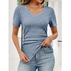 image:imageANRABESS Womens Tops Summer Short Sleeve V Neck Sweater  Slim Fit ShirtsSoft Lightweight Ribbed KnitDressy Casual OutfitsWork OfficeBeach Vacation ClothesEveryday WearLight Blue