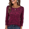 image:imageANRABESS Womens Boat Neck Tops Long Sleeve Shirts  Soft Stretchy Comfort FabricStripedamp FloralDaily Work Going Out TravelDressy CasualFall Winter Outfits ClothesWine Black Floral