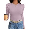 image:imageANRABESS Womens Puff Long Sleeve Shirts Comfy Stretchy Ribbed Knit Fitted Tops Trendy Fall Winter Tee for Work amp CasualPurple