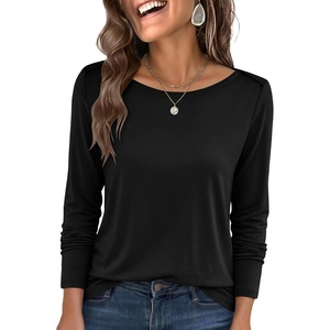 image:imageANRABESS Womens Boat Neck Tops Long Sleeve Shirts  Soft Stretchy Comfort FabricStripedamp FloralDaily Work Going Out TravelDressy CasualFall Winter Outfits ClothesBlack