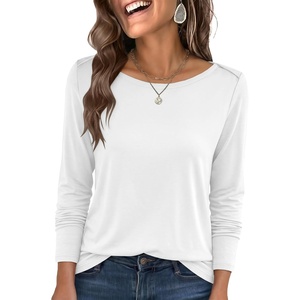image:imageANRABESS Womens Boat Neck Tops Long Sleeve Shirts  Soft Stretchy Comfort FabricStripedamp FloralDaily Work Going Out TravelDressy CasualFall Winter Outfits ClothesWhite