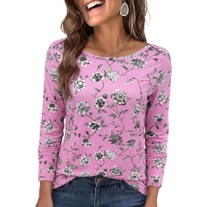 image:imageANRABESS Womens Boat Neck Tops Long Sleeve Shirts  Soft Stretchy Comfort FabricStripedamp FloralDaily Work Going Out TravelDressy CasualFall Winter Outfits ClothesPink Black Floral