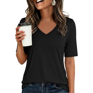 image:imageANRABESS Womens Half Sleeve Tops V Neck Shirts  Comfy Soft Basic Fit Tee Business Casual Work Daily Wear TShirts Summer Spring Trendy ClothesBlack
