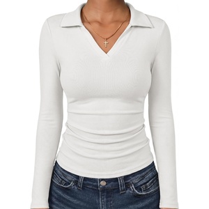 image:imageANRABESS Womens Long Sleeve Fitted Polo Shirts  Fleece Soft WarmV Neck CollaredSlim Work TopsSoftDressy Business Casual OutfitsOffice Daily Wear Fall Winter TransitionWhite