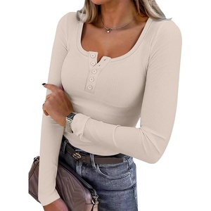 image:imageANRABESS Womens Long Sleeve Henley Tops Ribbed Knit Slim Fitted Trendy T Shirt Basic Tees Layer 2026 Fall Fashion OutfitsNature