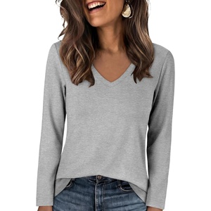 image:imageANRABESS Womens Long Sleeve Shirts V Neck Top  Soft Comfy Stretchy Spacer Tshirts Basic Tee Winter Layer Clothing Business Casual Work Fall OutfitsTravel Daily WearLight Grey