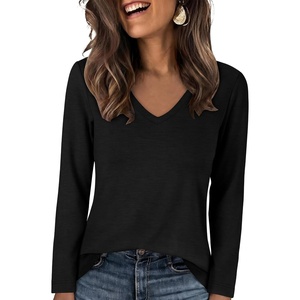 image:imageANRABESS Womens Long Sleeve Shirts V Neck Top  Soft Comfy Stretchy Spacer Tshirts Basic Tee Winter Layer Clothing Business Casual Work Fall OutfitsTravel Daily WearBlack