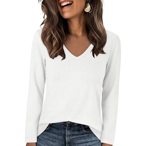 image:imageANRABESS Womens Long Sleeve Shirts V Neck Top  Soft Comfy Stretchy Spacer Tshirts Basic Tee Winter Layer Clothing Business Casual Work Fall OutfitsTravel Daily WearWhite