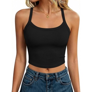 image:imageANRABESS Womens Sleeveless Crop Tops Soft Ribbed Y Back Tank Tops Summer Camisole for Going Out Athletic Gym and WorkoutBlack