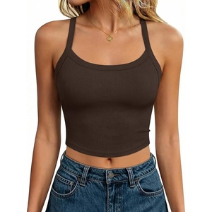 image:imageANRABESS Womens Sleeveless Crop Tops Soft Ribbed Y Back Tank Tops Summer Camisole for Going Out Athletic Gym and WorkoutBrown