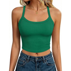 image:imageANRABESS Womens Sleeveless Crop Tops Soft Ribbed Y Back Tank Tops Summer Camisole for Going Out Athletic Gym and WorkoutGreen