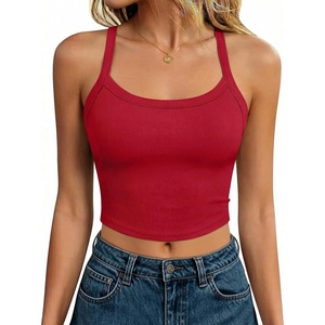 image:imageANRABESS Womens Sleeveless Crop Tops Soft Ribbed Y Back Tank Tops Summer Camisole for Going Out Athletic Gym and WorkoutRed