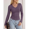 image:imageANRABESS Long Sleeve V Neck Ribbed Shirts for Women  Slim Fitted Knit Tops Comfy Lightweight Sweaters Casual Work Basic TShirts Fall Winter Layering ClothesPurple