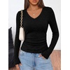 image:imageANRABESS Long Sleeve V Neck Ribbed Shirts for Women  Slim Fitted Knit Tops Comfy Lightweight Sweaters Casual Work Basic TShirts Fall Winter Layering ClothesBlack