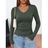 image:imageANRABESS Long Sleeve V Neck Ribbed Shirts for Women  Slim Fitted Knit Tops Comfy Lightweight Sweaters Casual Work Basic TShirts Fall Winter Layering ClothesDeep Green