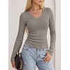 image:imageANRABESS Long Sleeve V Neck Ribbed Shirts for Women  Slim Fitted Knit Tops Comfy Lightweight Sweaters Casual Work Basic TShirts Fall Winter Layering ClothesTaupe
