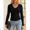 image:imageANRABESS Long Sleeve V Neck Ribbed Shirts for Women  Slim Fitted Knit Tops Comfy Lightweight Sweaters Casual Work Basic TShirts Fall Winter Layering ClothesBlack