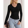 image:imageANRABESS Long Sleeve V Neck Ribbed Shirts for Women  Slim Fitted Knit Tops Comfy Lightweight Sweaters Casual Work Basic TShirts Fall Winter Layering ClothesBlack