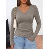 image:imageANRABESS Long Sleeve V Neck Ribbed Shirts for Women  Slim Fitted Knit Tops Comfy Lightweight Sweaters Casual Work Basic TShirts Fall Winter Layering ClothesTaupe