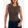 image:imageANRABESS Ribbed Tank Tops for Women Ruffle Style  Crew Neck Sleeveless Sweater Vest Business Casual Cute Shirts Comfort Breathable SkinFriendly OutfitsChocolate