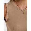 image:imageANRABESS Ribbed Tank Tops for Women Ruffle Style  Crew Neck Sleeveless Sweater Vest Business Casual Cute Shirts Comfort Breathable SkinFriendly OutfitsKhaki