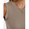 image:imageANRABESS Ribbed Tank Tops for Women Ruffle Style  Crew Neck Sleeveless Sweater Vest Business Casual Cute Shirts Comfort Breathable SkinFriendly OutfitsTan