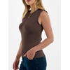 image:imageANRABESS Ribbed Tank Tops for Women Ruffle Style  Crew Neck Sleeveless Sweater Vest Business Casual Cute Shirts Comfort Breathable SkinFriendly OutfitsChocolate