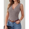 image:imageANRABESS Tank Tops for Women V Neck Sleeveless Sexy Top Ribbed Slim Fitted Tanks 2026 Casual Summer Daily Wear amp Going OutDeep Coffee