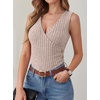 image:imageANRABESS Tank Tops for Women V Neck Sleeveless Sexy Top Ribbed Slim Fitted Tanks 2026 Casual Summer Daily Wear amp Going OutLight Khaki