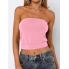 image:imageANRABESS Tube Tops for Women Bandeau Strapless Cropped Banded Hem 2026 Summer ClothesPink