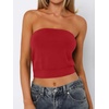 image:imageANRABESS Tube Tops for Women Bandeau Strapless Cropped Banded Hem 2026 Summer ClothesRed