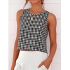 image:imageANRABESS Women Crop Tank Tops High Neck Sleeveless Shirts 2026 Summer Outfits Casual Blouse Beach Vacation ClothesBlack White Plaid