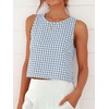 image:imageANRABESS Women Crop Tank Tops High Neck Sleeveless Shirts 2026 Summer Outfits Casual Blouse Beach Vacation ClothesLight Blue White Plaid