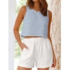 image:imageANRABESS Women Crop Tank Tops High Neck Sleeveless Shirts 2026 Summer Outfits Casual Blouse Beach Vacation ClothesLight Blue White Plaid
