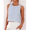 image:imageANRABESS Women Crop Tank Tops High Neck Sleeveless Shirts 2026 Summer Outfits Casual Blouse Beach Vacation ClothesLight Blue White Stripe