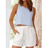 image:imageANRABESS Women Crop Tank Tops High Neck Sleeveless Shirts 2026 Summer Outfits Casual Blouse Beach Vacation ClothesLight Blue White Stripe