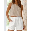 image:imageANRABESS Women Crop Tank Tops High Neck Sleeveless Shirts 2026 Summer Outfits Casual Blouse Beach Vacation ClothesLight Brown White Plaid